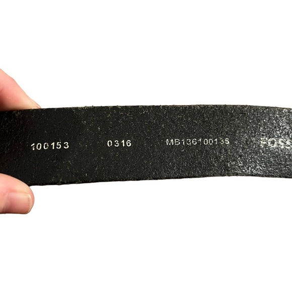 Fossil Black Joe Leather Mens Belt size 36 Silver Buckle - Picture 7 of 8